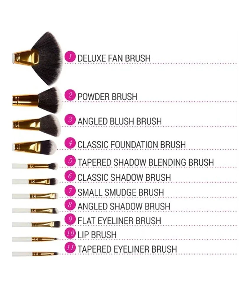 BH Cosmetics Dot Collection 11 Pcs Brush Set - White - Image 4